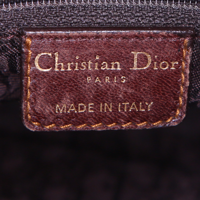 Borsa da spalla o a mano Dior Drawstring in pelle cannage marrone - Detail D3