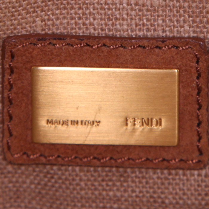 Sac à main Fendi Silvana en cuir marron et orange et poulain tricolore - Detail D4