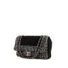 Chanel Timeless jumbo shoulder bag in black and white jersey and black leather - 00pp thumbnail