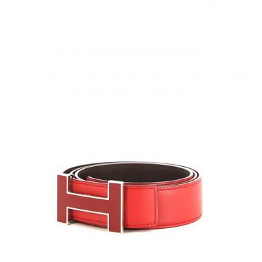 Hermès Ceinture H belt in red Swift leather
