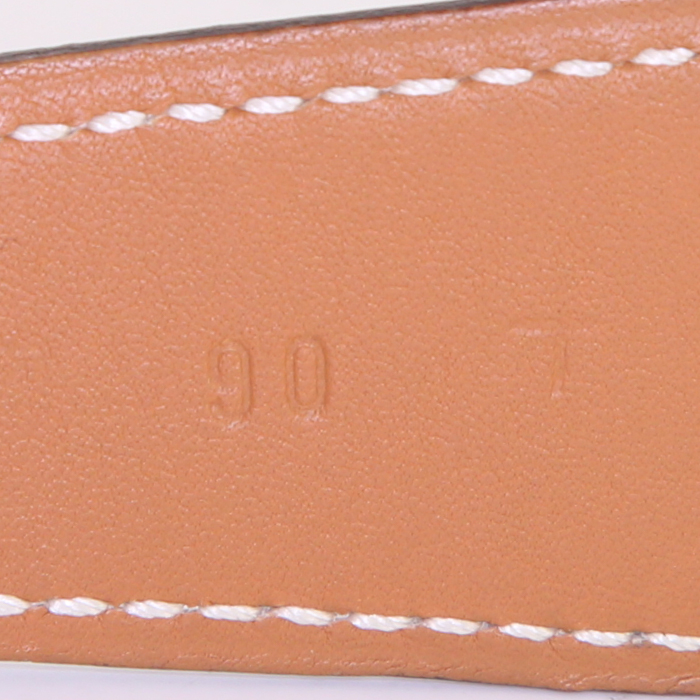 Cinturón Hermès Ceinture H en cuero epsom blanco - Detail D2