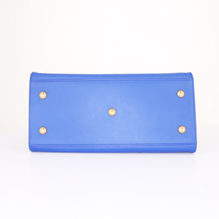 Yves Saint Laurent Chyc handbag in blue leather - Detail D5