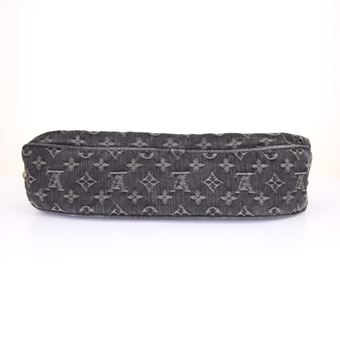 Louis Vuitton XS shoulder bag in black and grey two tones monogram denim canvas and black grained leather - Detail D4