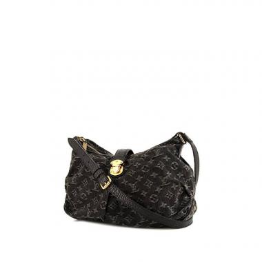 Borsa a tracolla Louis Vuitton XS in tela denim monogram bicolore nera e grigia e pelle martellata nera