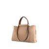 Hermès Cabag shopping bag in taupe canvas and brown Hunter cowhide - 00pp thumbnail