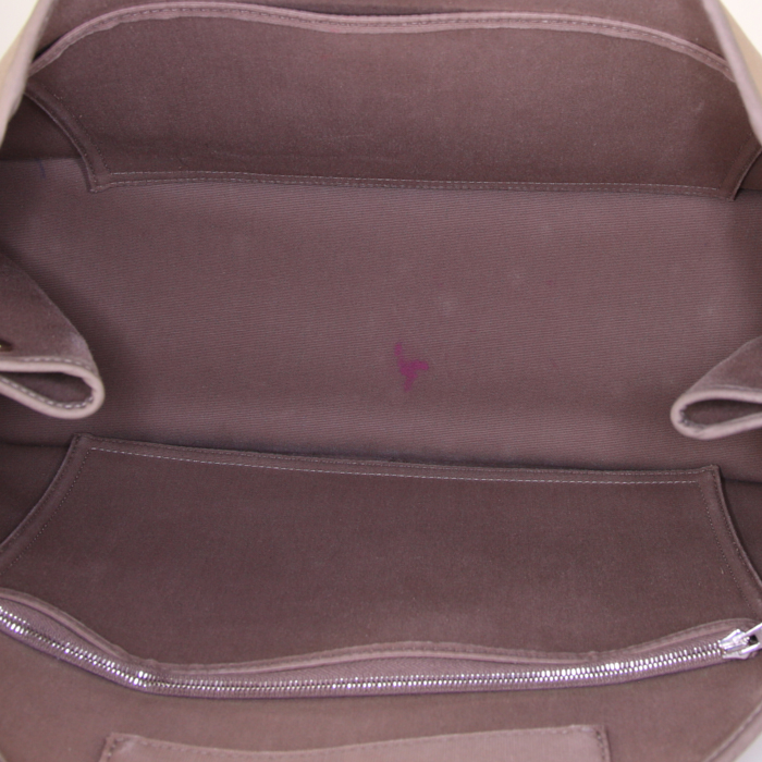 Bolso Cabás Hermès Cabag en lona color topo y vaca Hunter marrón - Detail D3