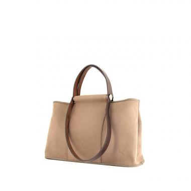Shopping bag Hermès Cabag in tela color talpa e mucca Hunter marrone