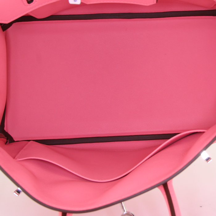 Bolso de mano Hermes Birkin 25 cm en cuero swift rose d'Eté - Detail D2