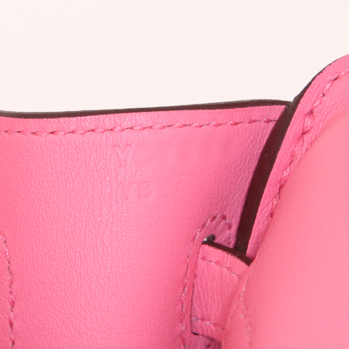 Borsa Hermes Birkin 25 cm in pelle Swift rose d'Eté - Detail D4