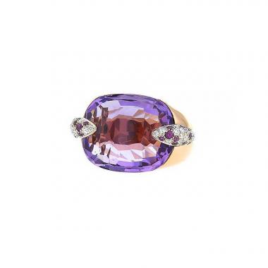 Anello Pomellato Pin Up in oro rosa,  diamanti e zaffiri rosa e ametista