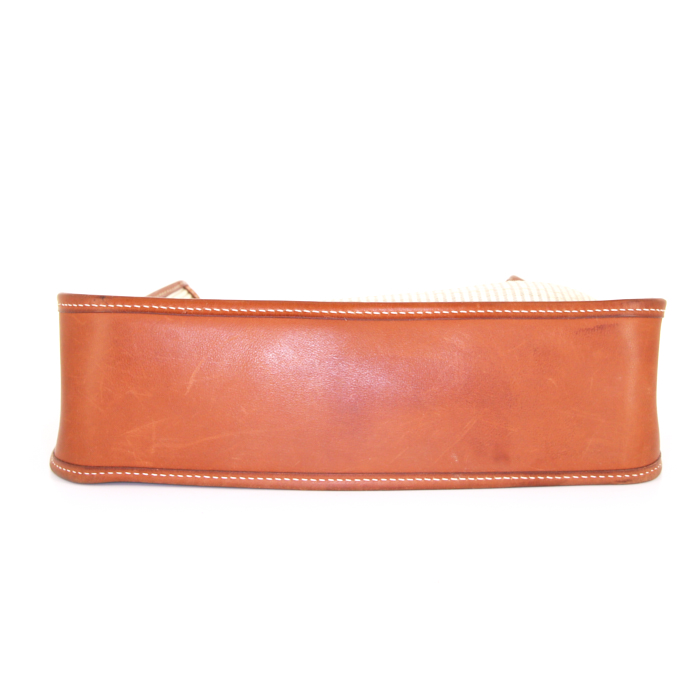 Borsa a spalla Hermes Vespa in tela ecru e pelle naturale - Detail D4