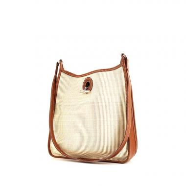 Hermes Vespa shoulder bag in beige canvas and natural leather