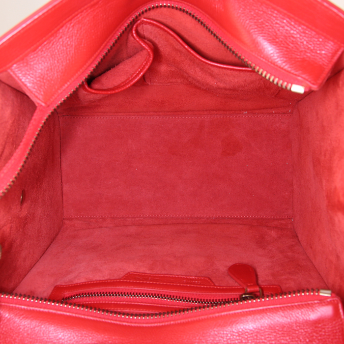 Celine Luggage handbag in red grained leather - Detail D2