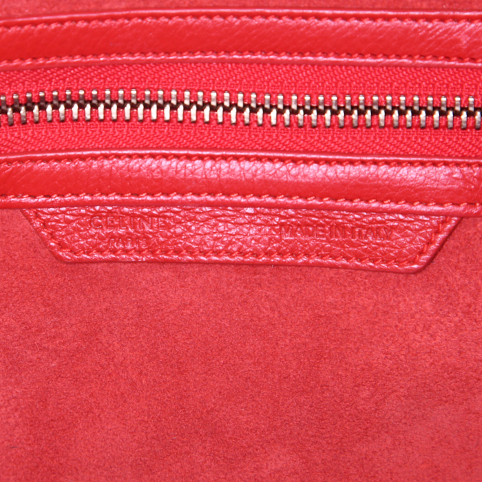 Celine Luggage handbag in red grained leather - Detail D3