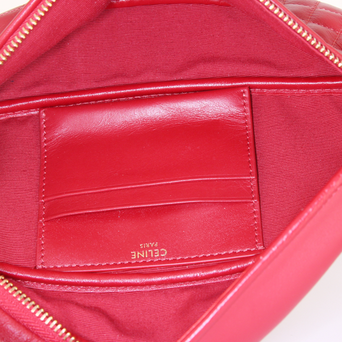 Celine C Charm clutch-belt in red quilted leather - Detail D2