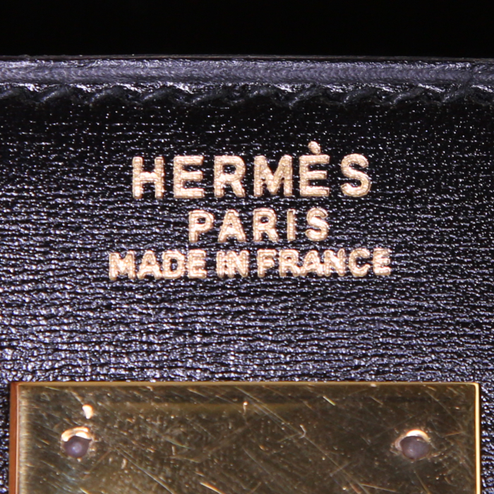 Sac à main Hermes Kelly 32 cm en cuir box noir - Detail D4