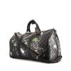 Louis Vuitton Keepall 50 cm travel bag in grey Graphite damier canvas and black leather - 00pp thumbnail