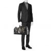 Louis Vuitton Keepall 50 cm travel bag in grey Graphite damier canvas and black leather - Detail D1 thumbnail