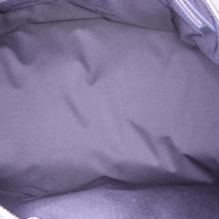 Bolsa de viaje Louis Vuitton Keepall 50 cm en lona a cuadros gris Graphite y cuero negro - Detail D3