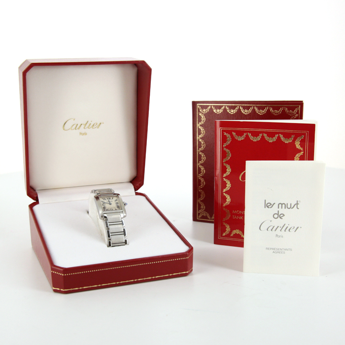 Cartier Tank Française  small model watch in stainless steel Ref:  2384 Circa  1990 - Detail D2