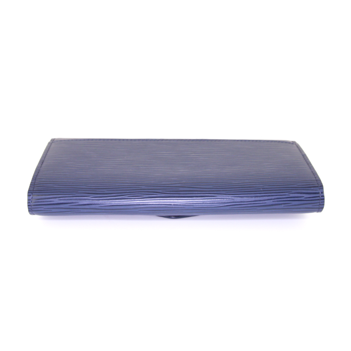 Louis Vuitton Sarah wallet in navy blue epi leather - Detail D4