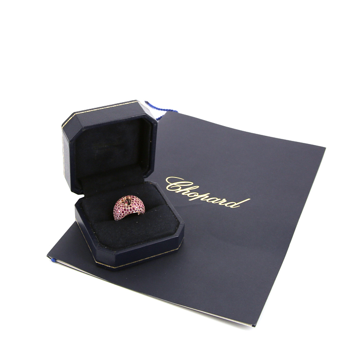 Chopard Happy Diamonds ring in pink gold,  diamonds and sapphires and in ruby - Detail D2