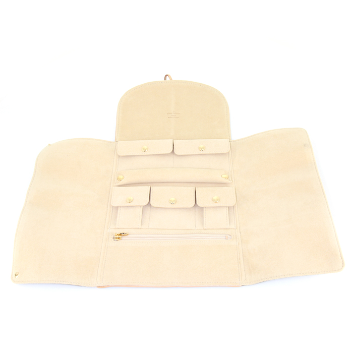 Louis Vuitton Boite à bijoux pouch in brown monogram canvas and natural leather - Detail D2