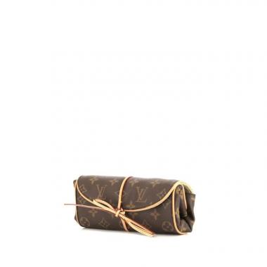Pochette Louis Vuitton Boite à bijoux in tela monogram marrone e pelle naturale