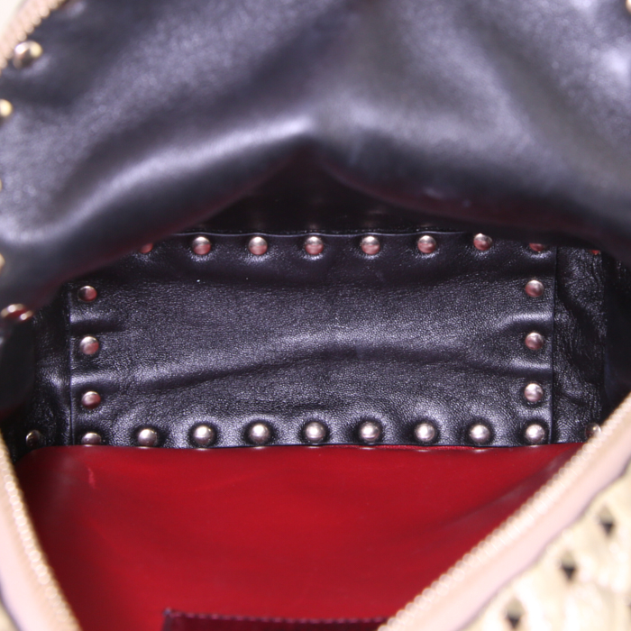 Mochila Valentino Rockstud mini en cuero dorado - Detail D3
