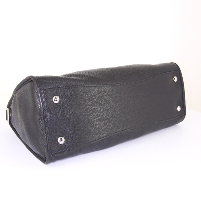 Prada handbag in black grained leather - Detail D5
