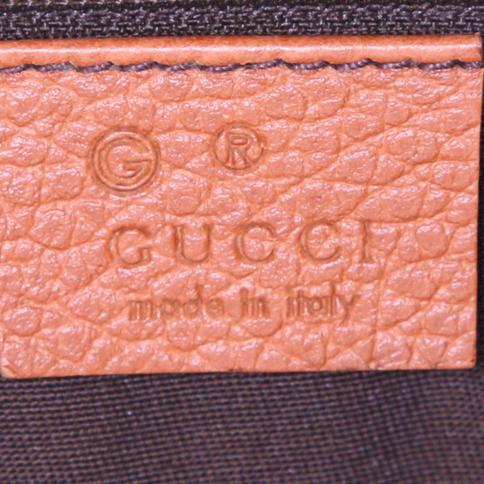 Gucci shopping bag in brown grained leather - Detail D4