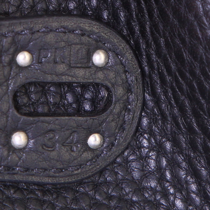 Hermes Lindy large model shoulder bag in black togo leather - Detail D4