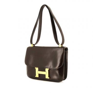 Hermes Constance bag in brown box leather