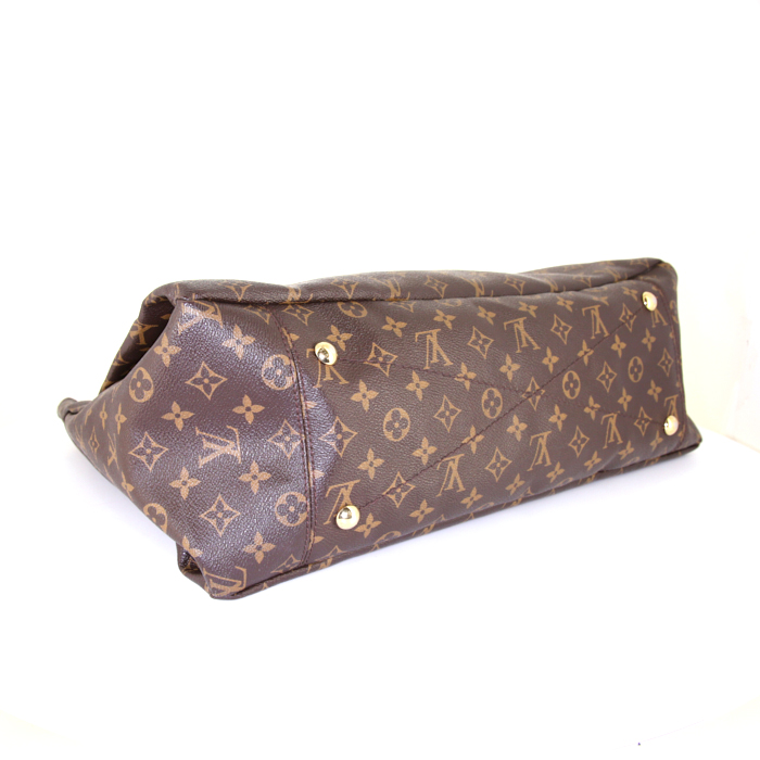 Louis Vuitton Artsy large model handbag in brown monogram canvas and natural leather - Detail D5