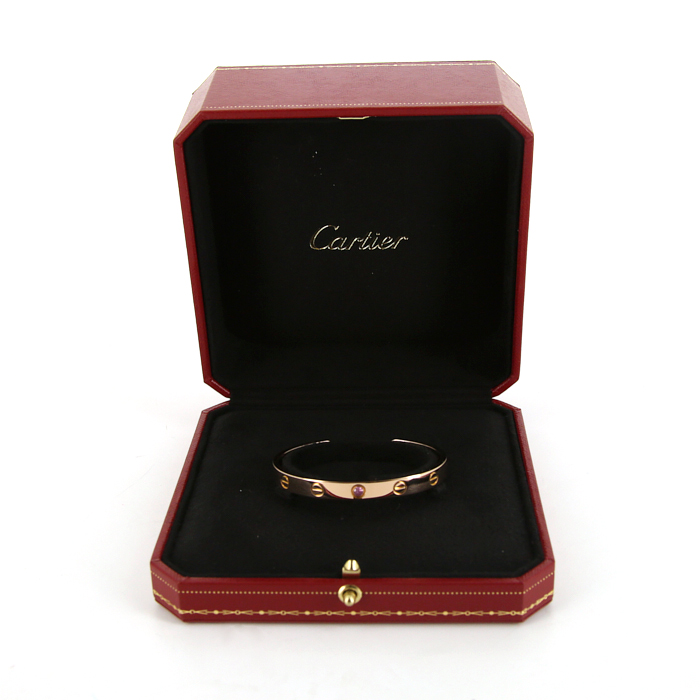 Open Cartier Love bracelet in pink gold and sapphire - Detail D2