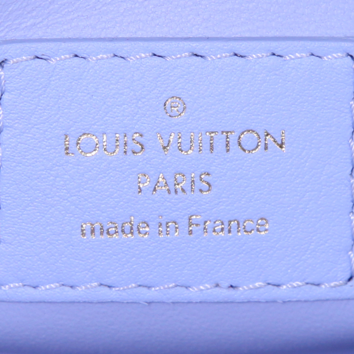 Sac à main Louis Vuitton Montaigne en cuir bleu jaune et vert - Detail D4