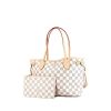 Shopping bag Louis Vuitton Neverfull modello piccolo in tela cerata con motivo a scacchi e pelle naturale - 00pp thumbnail
