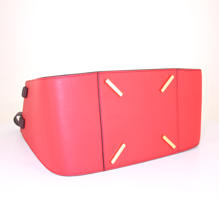 Bolso de mano Loewe Hammock modelo grande en cuero tricolor naranja, rojo y color burdeos - Detail D4