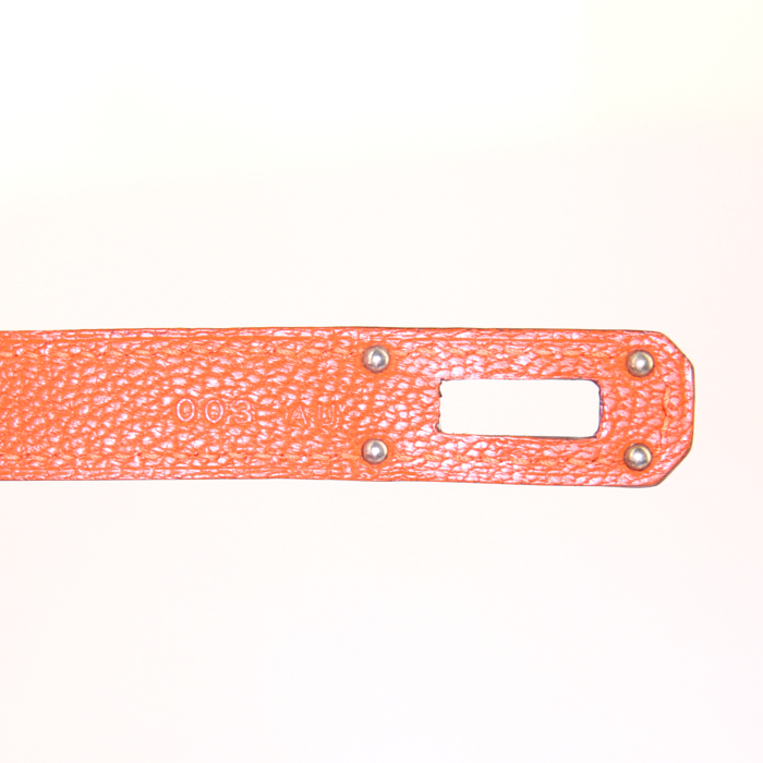 Portefeuille Hermes en chevre orange - Detail D4