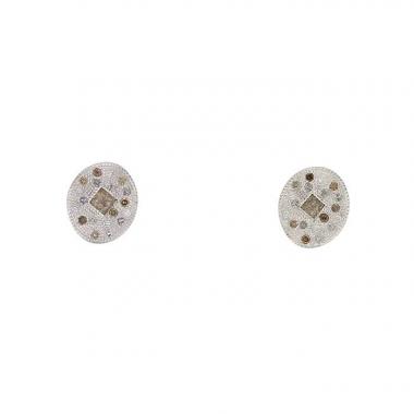 Pendientes De Beers Talisman en oro blanco,  diamantes y diamante en bruto