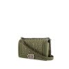 Chanel Boy shoulder bag in khaki quilted leather - 00pp thumbnail
