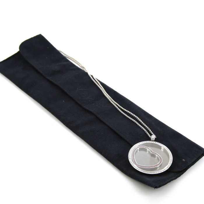 Collar Chopard Happy Spirit en oro blanco,  diamantes y rubíes - Detail D2