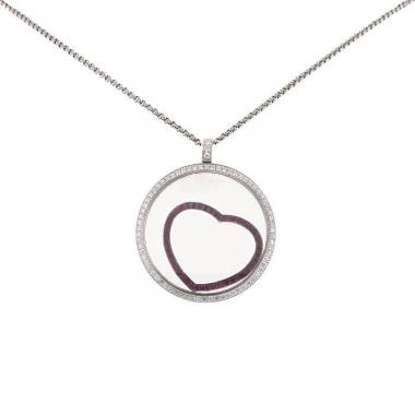 Collar Chopard Happy Spirit en oro blanco,  diamantes y rubíes