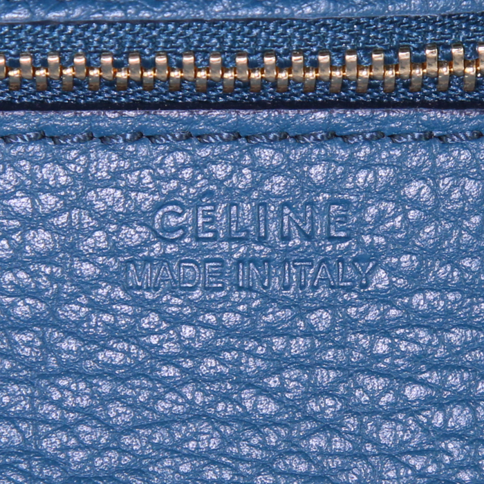 Bolso de mano Celine Tie Bag modelo mediano en cuero granulado azul verdoso - Detail D3