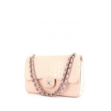Bolso bandolera Chanel Timeless jumbo en cocodrilo degradado de rosa