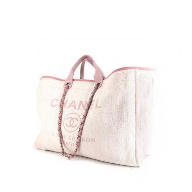 Chanel Deauville weekend bag in pink canvas and pink leather