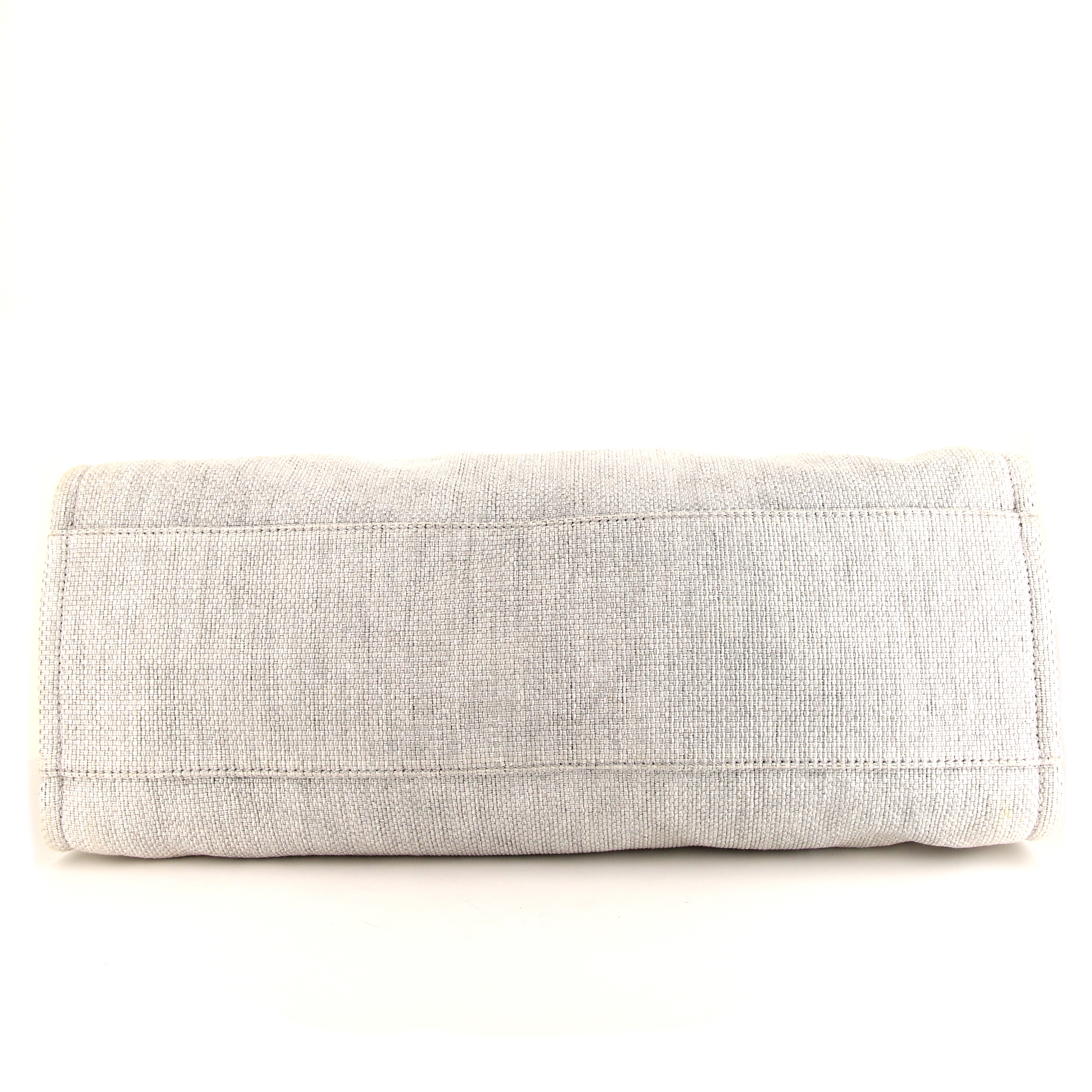 Sac 24 heures Chanel Deauville en toile enduite beige et cuir noir - Detail D5