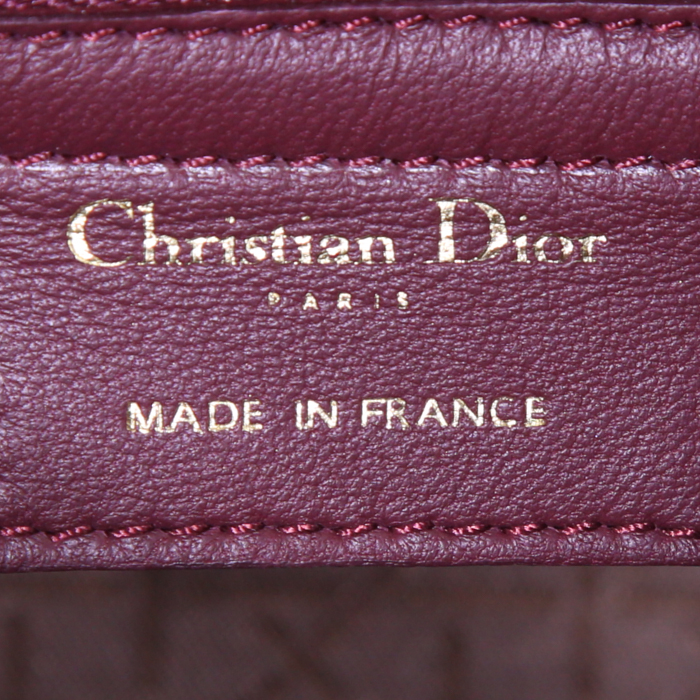 Borsa a tracolla Dior Lady Dior modello medio in pelle cannage bordeaux - Detail D4