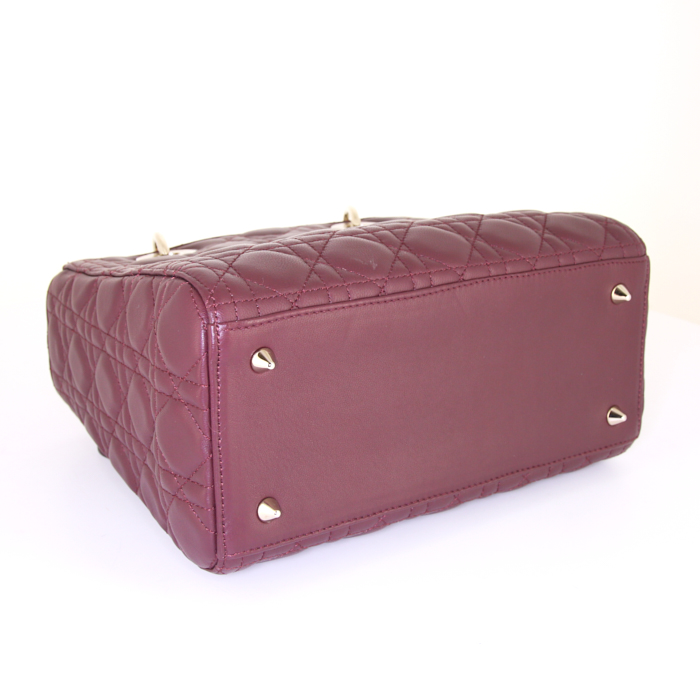 Borsa a tracolla Dior Lady Dior modello medio in pelle cannage bordeaux - Detail D5