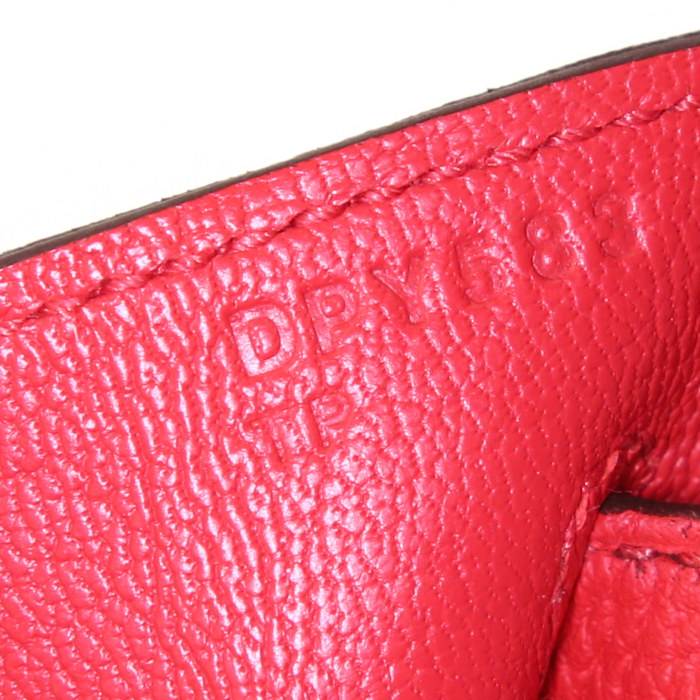 Sac à main Hermes Birkin 25 cm en cuir togo rouge - Detail D4